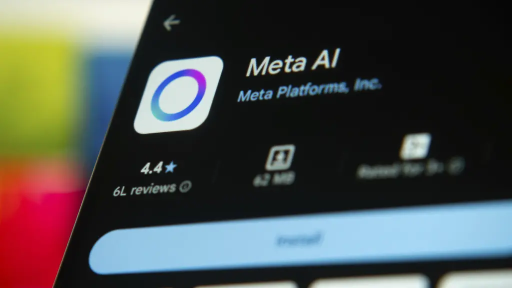 Écran de smartphone avec des informations de téléchargement de l'application Meta AI