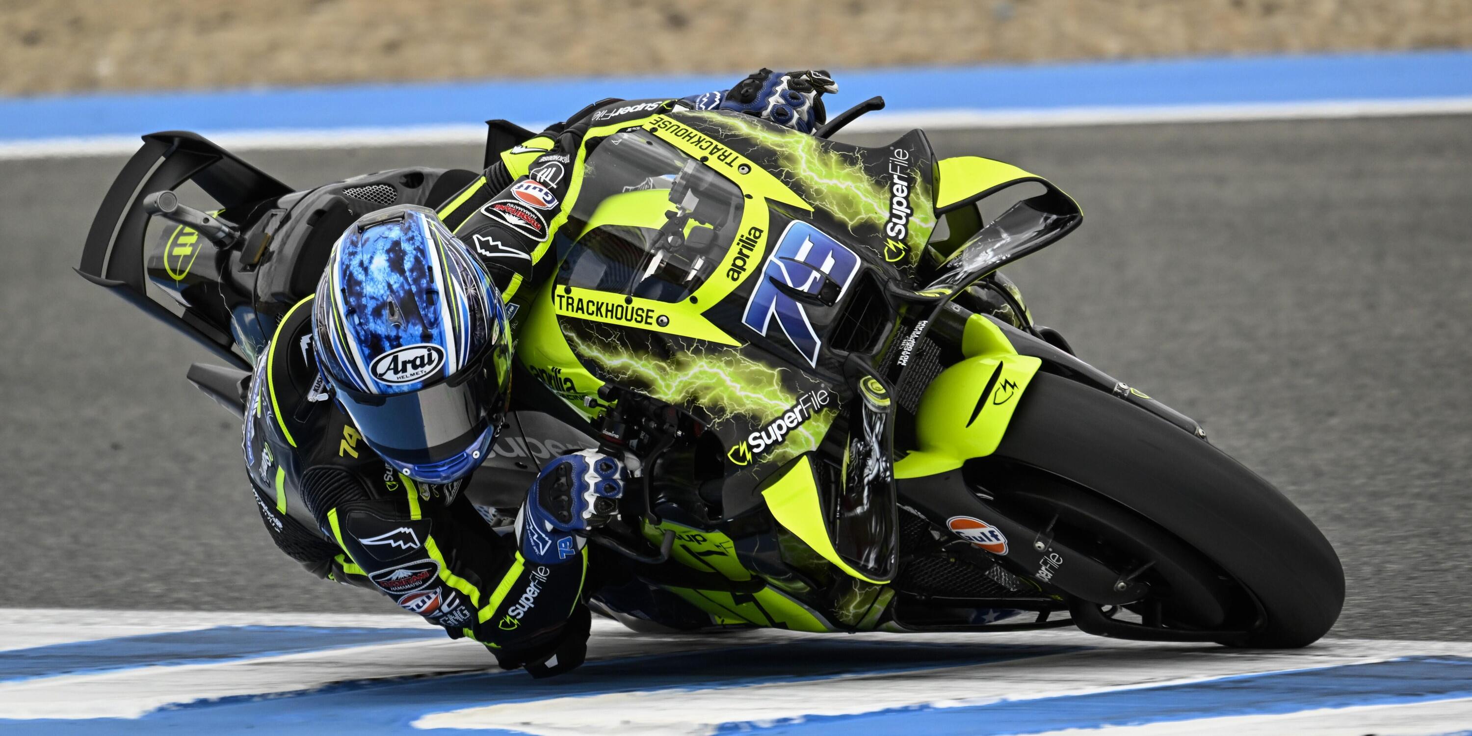 Ogura en action à Jerez en 2026 avec l'Aprilia Trackhouse