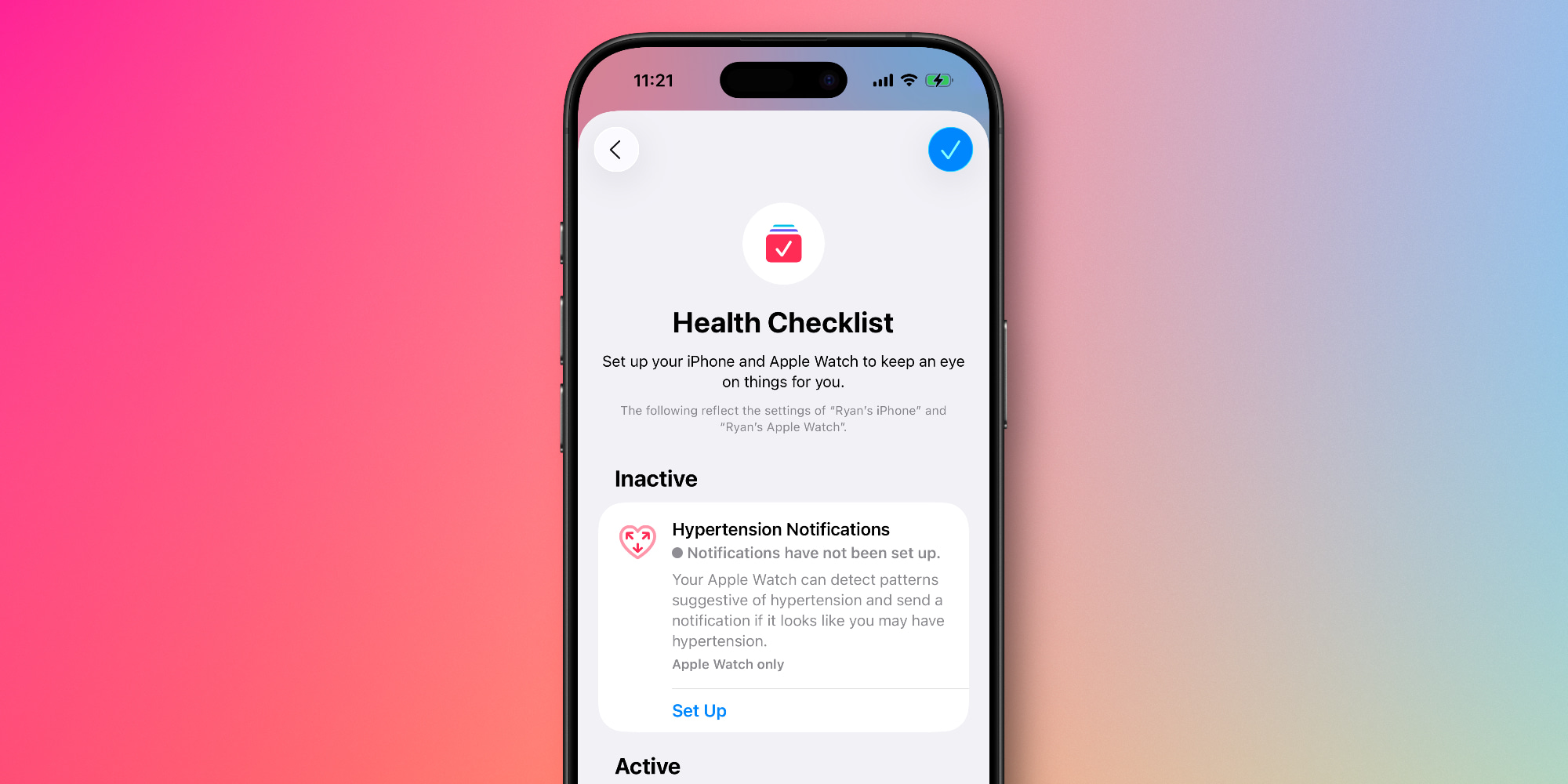 Configuration des notifications d'hypertension dans l'application Santé