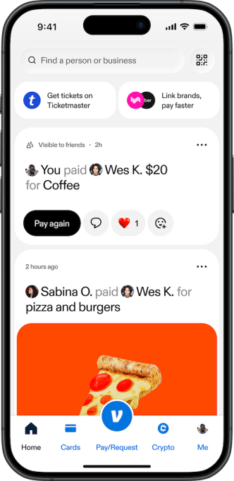 Interface de Venmo