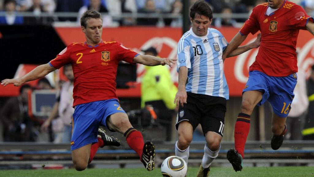 Messi lors du match amical Espagne-Argentine de 2010