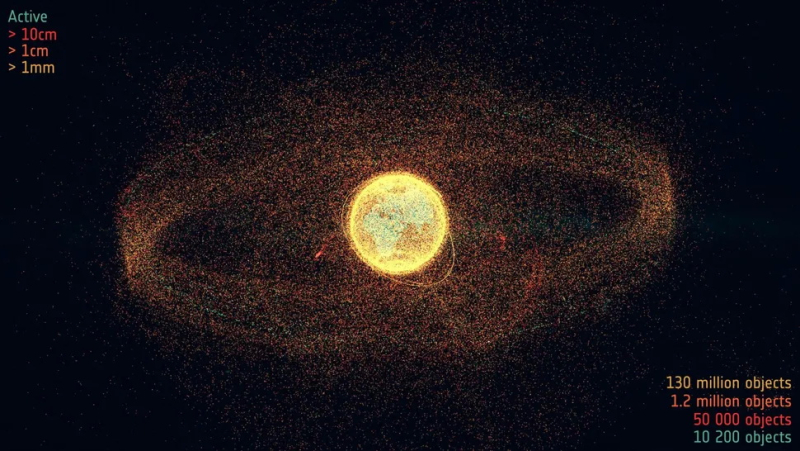 Image du court-métrage «Déchets spatiaux : s'agit-il d'une crise ?». Source : ESA