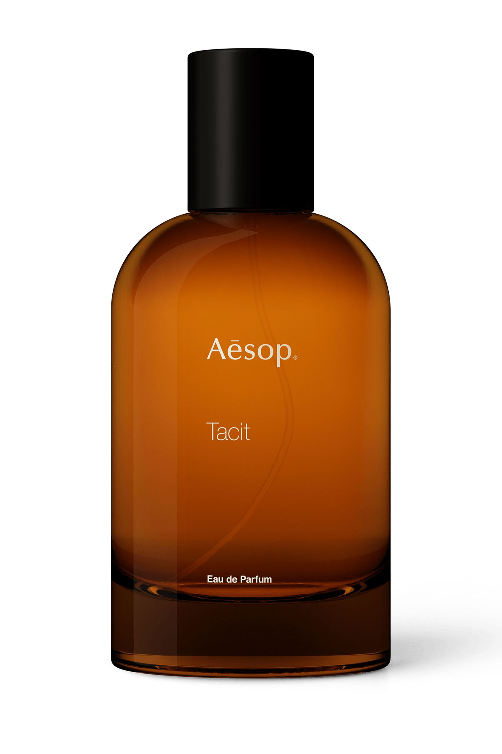 Frasco de Aēsop Tacit Eau de parfum sobre fondo blanco