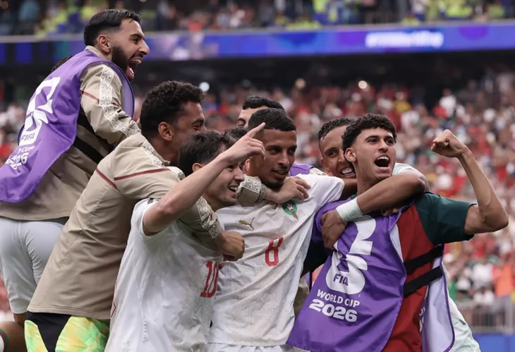 Équipe du Maroc célébrant sa qualification