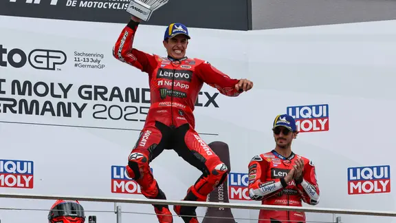 Marc Márquez célèbre son doublé sur le Sachsenring l'année dernière. Marc Marquez
