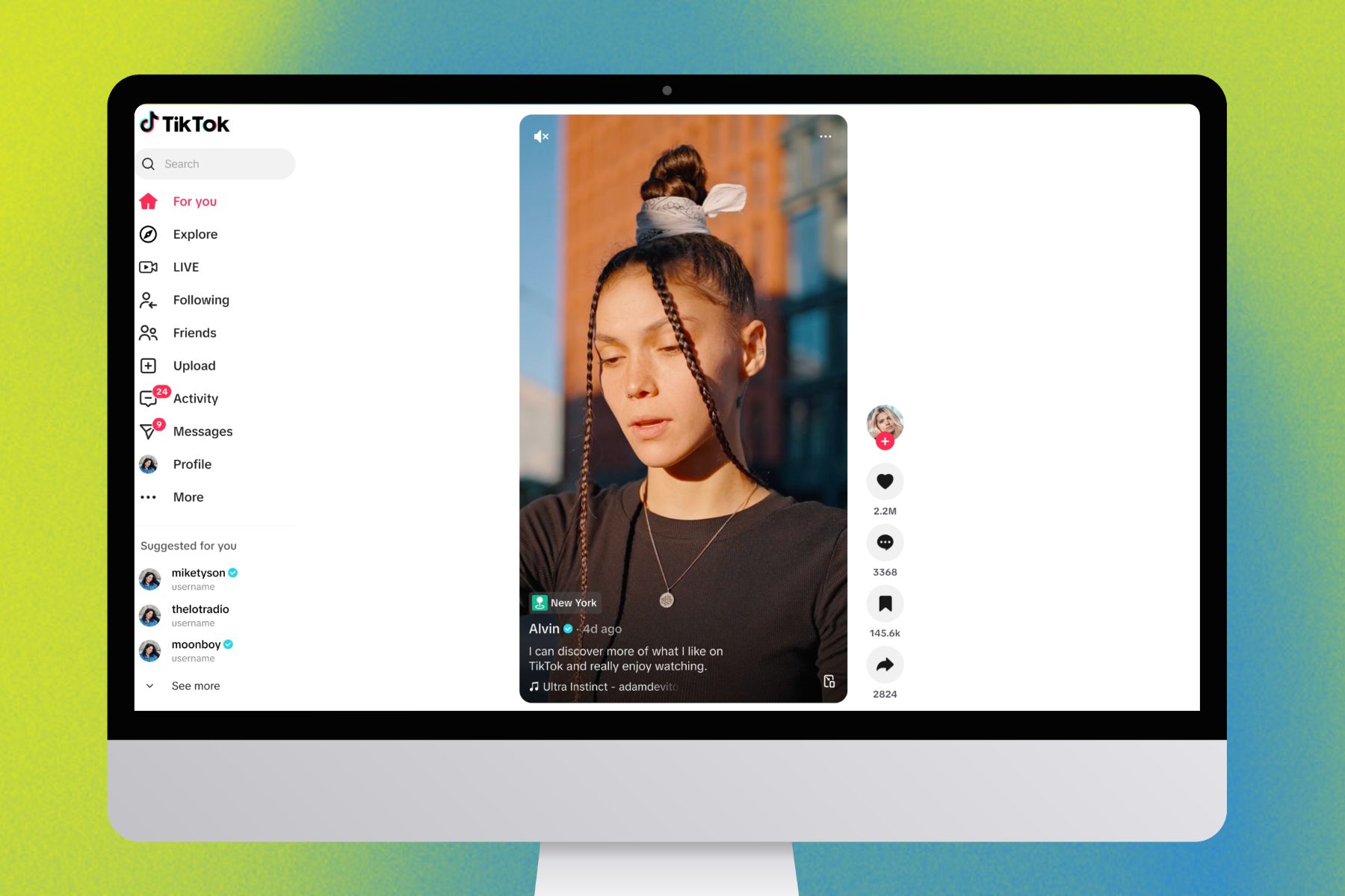Visionnage de vidéos TikTok sur desktop.