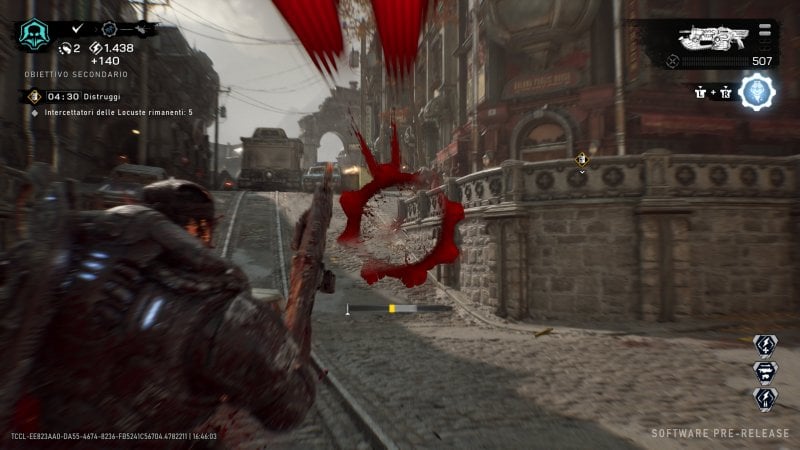 L'interface de Gears of War: E-Day reprend des éléments classiques de la série