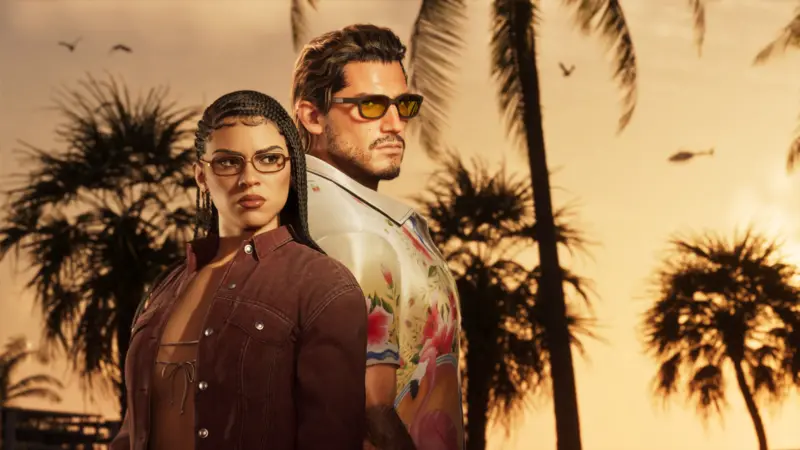 Lucía et Jason, les protagonistes de GTA 6, se tenant dos à dos.