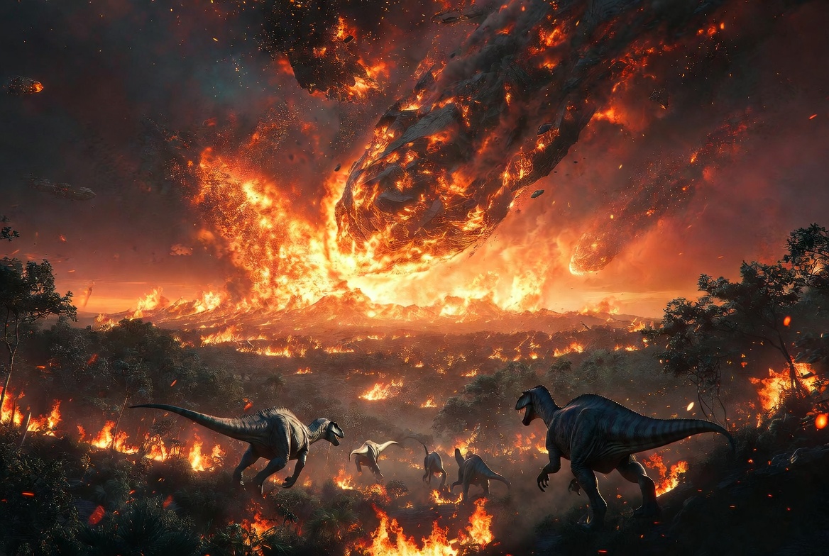 Illustration d'incendie préhistorique