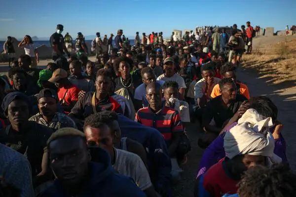 Migrants ayant franchi la frontière à Ceuta.