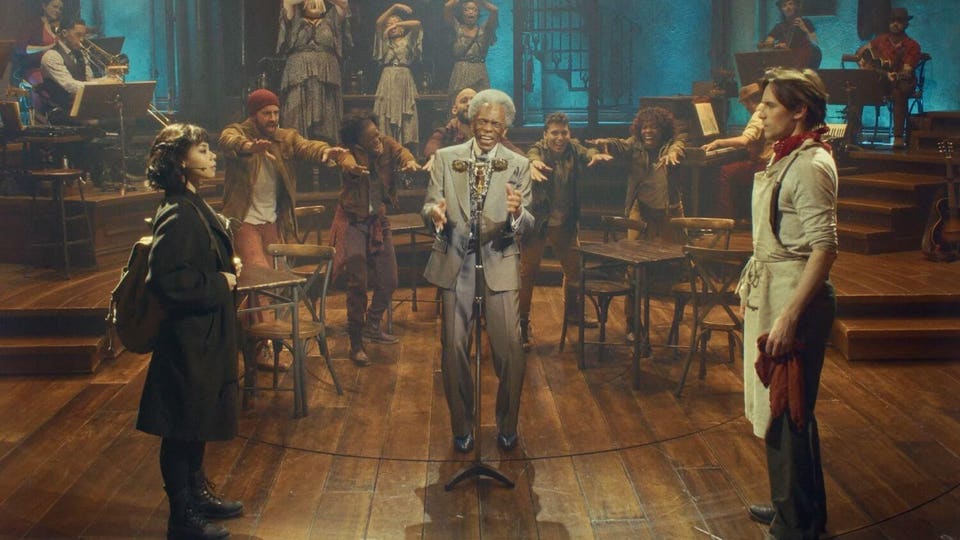 Eva Noblezada, André De Shields et Reeve Carney dans Hadestown
