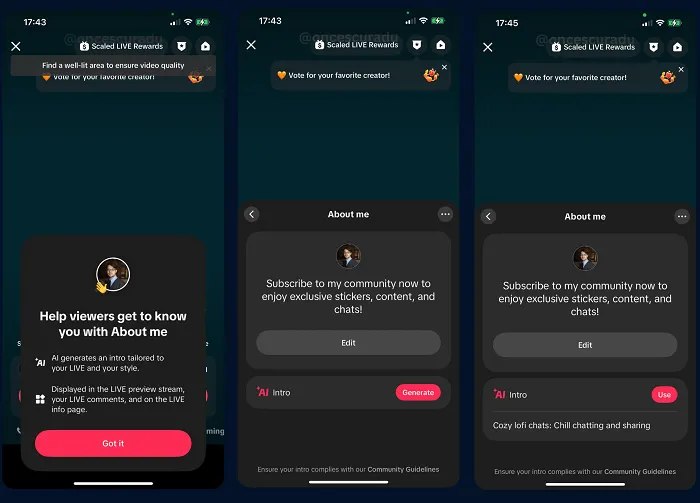 TikTok Live teste des intros générées par IA !