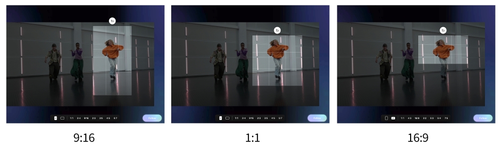 Fonction de réglage du format d'image de My FanCam