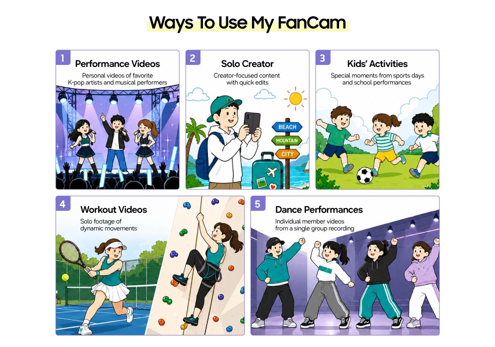 My FanCam dans différents scénarios