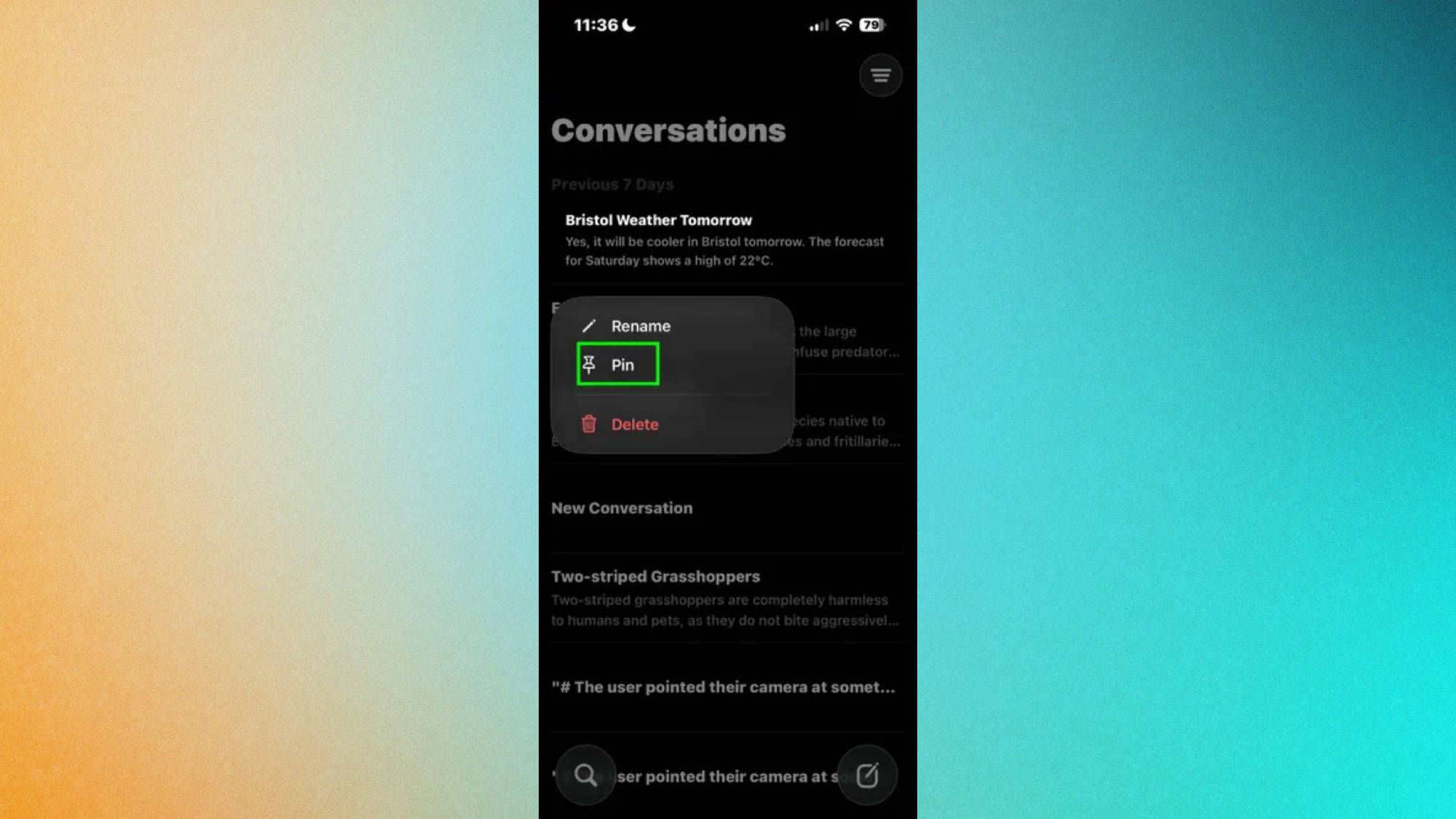 Épingler une demande dans l'application Siri sur iOS 27