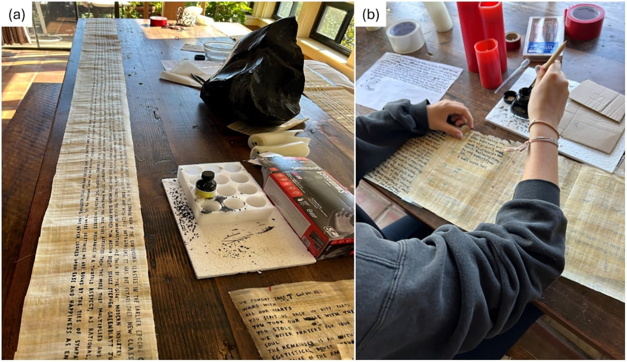 Préparation de rouleaux de papyrus avec différentes concentrations de plomb