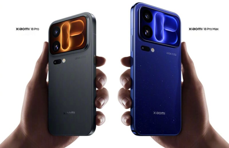 Deux smartphones Xiaomi 18 Pro et 18 Pro Max.