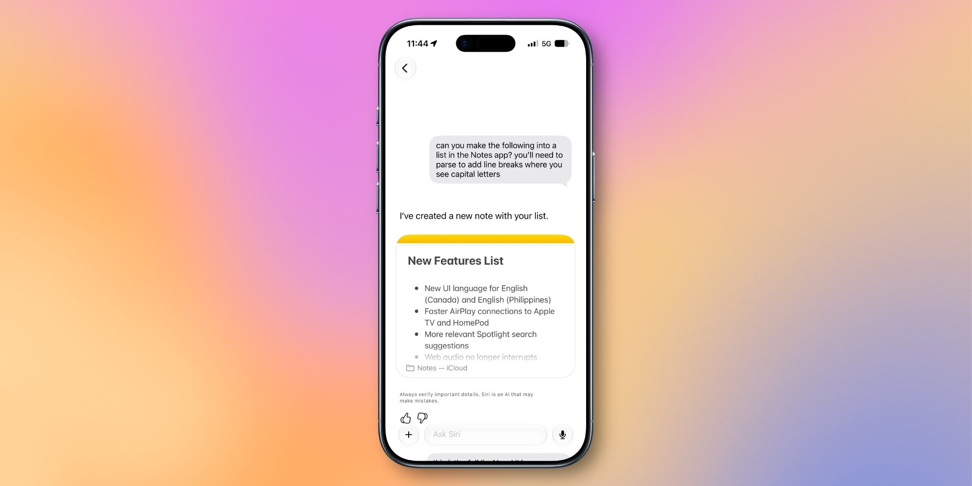 Utilisation de Siri pour notes