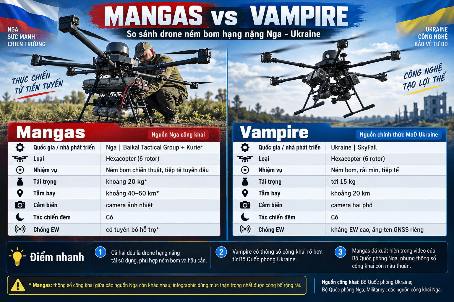 Tableau de comparaison des spécifications de Mangas et Vampire