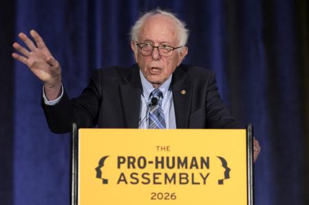 Bernie Sanders lors de son intervention à l'événement à Washington