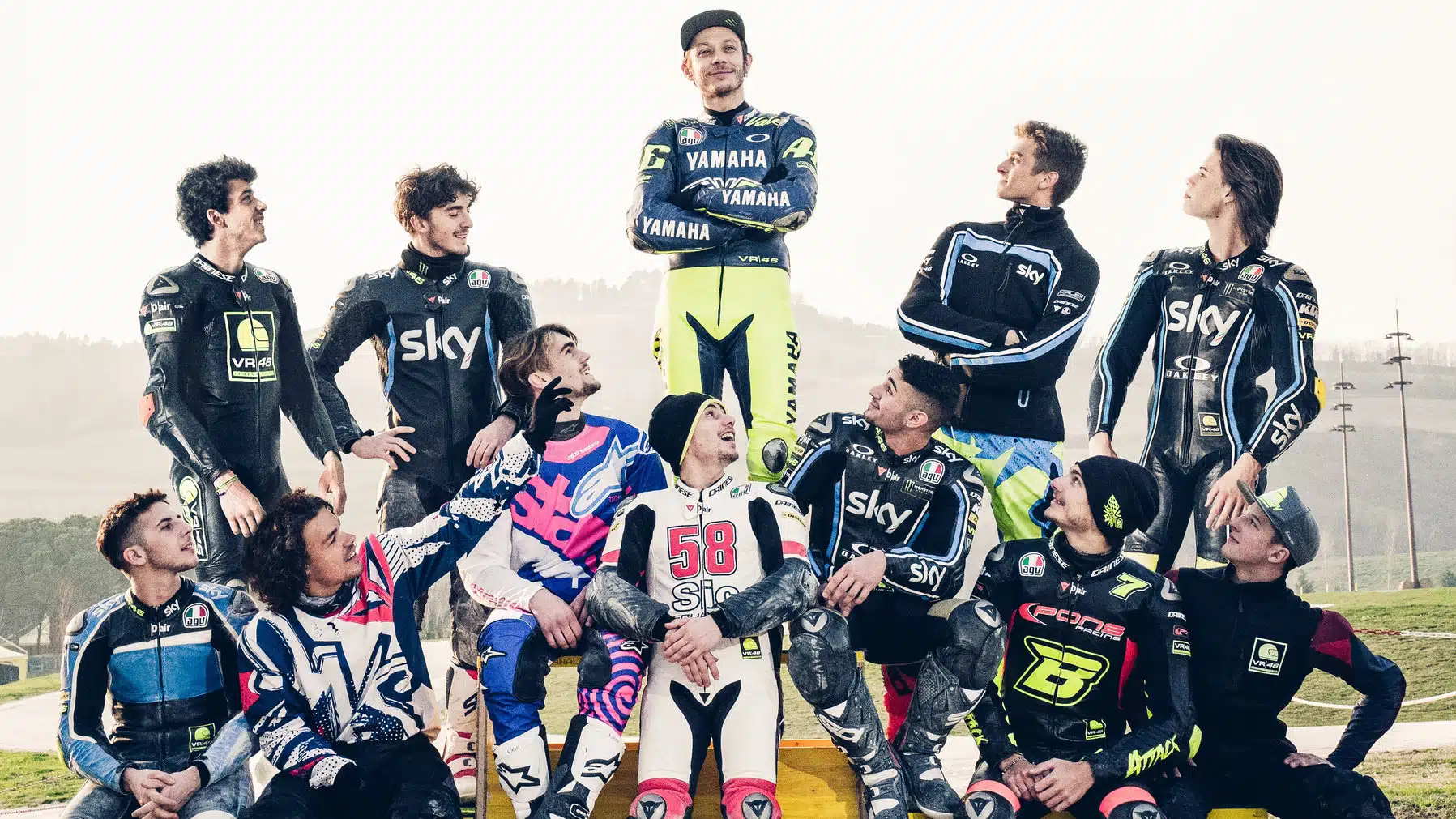 Bulega avec d'autres pilotes VR46 en 2018