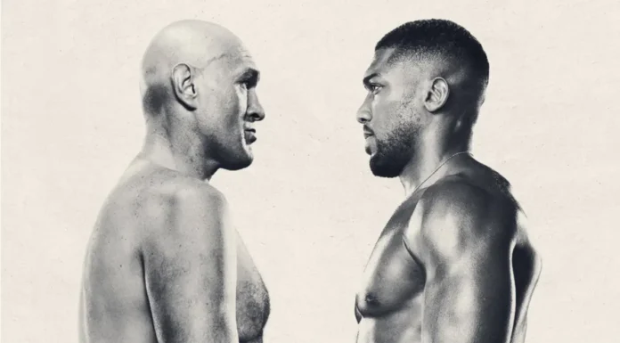 Affiche du match de boxe entre Tyson Fury et Anthony Joshua diffusé sur Netflix.