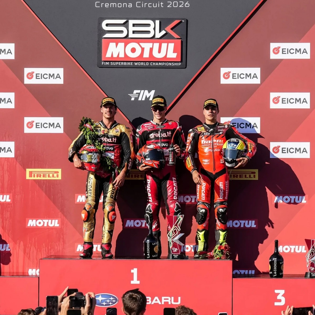Podium à Crémone, une fois encore totalement rouge!