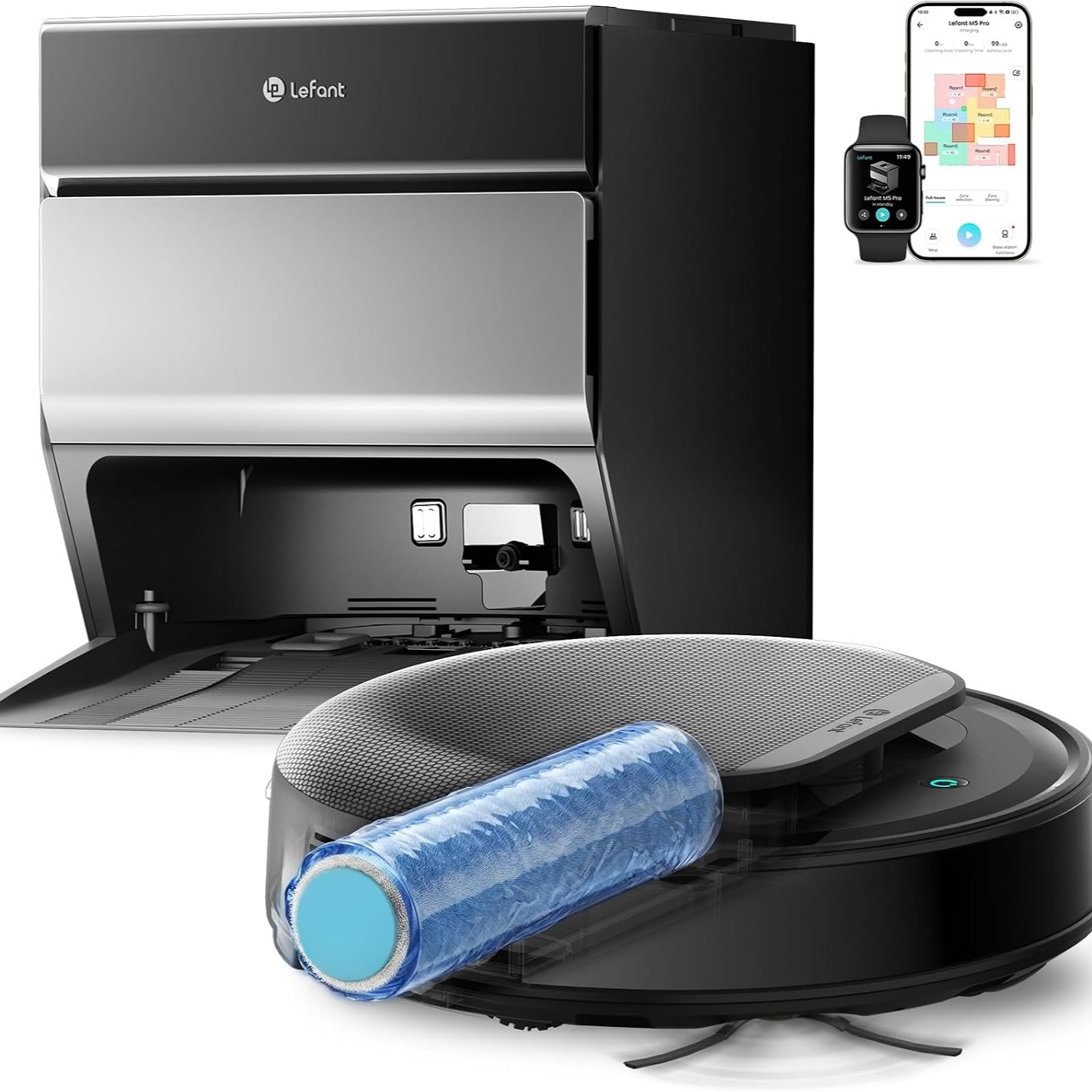 Lefant M5 Pro Robot Aspirateur et Fregasuelos avec Base Auto-vidage