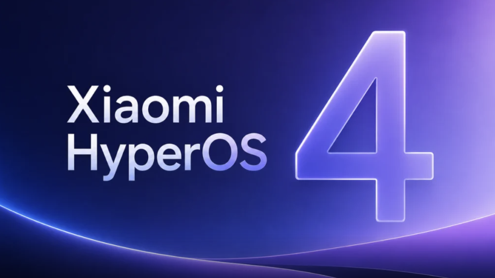 Logo de Xiaomi HyperOS avec le numéro 4 en composition graphique sur fond bleu et violet.