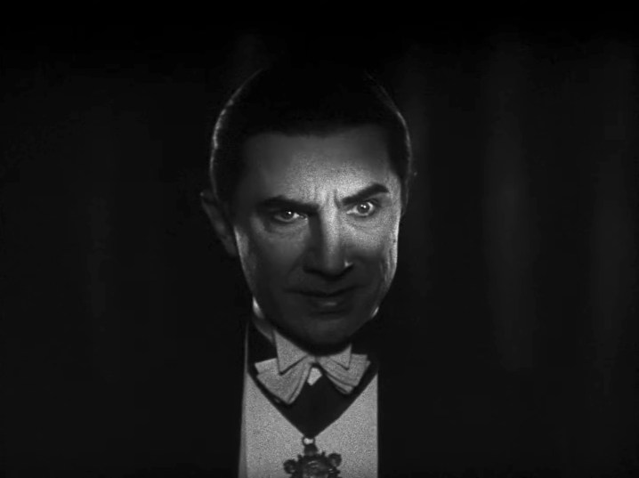 Gros plan du visage du Comte Dracula dans "Dracula" (1931).