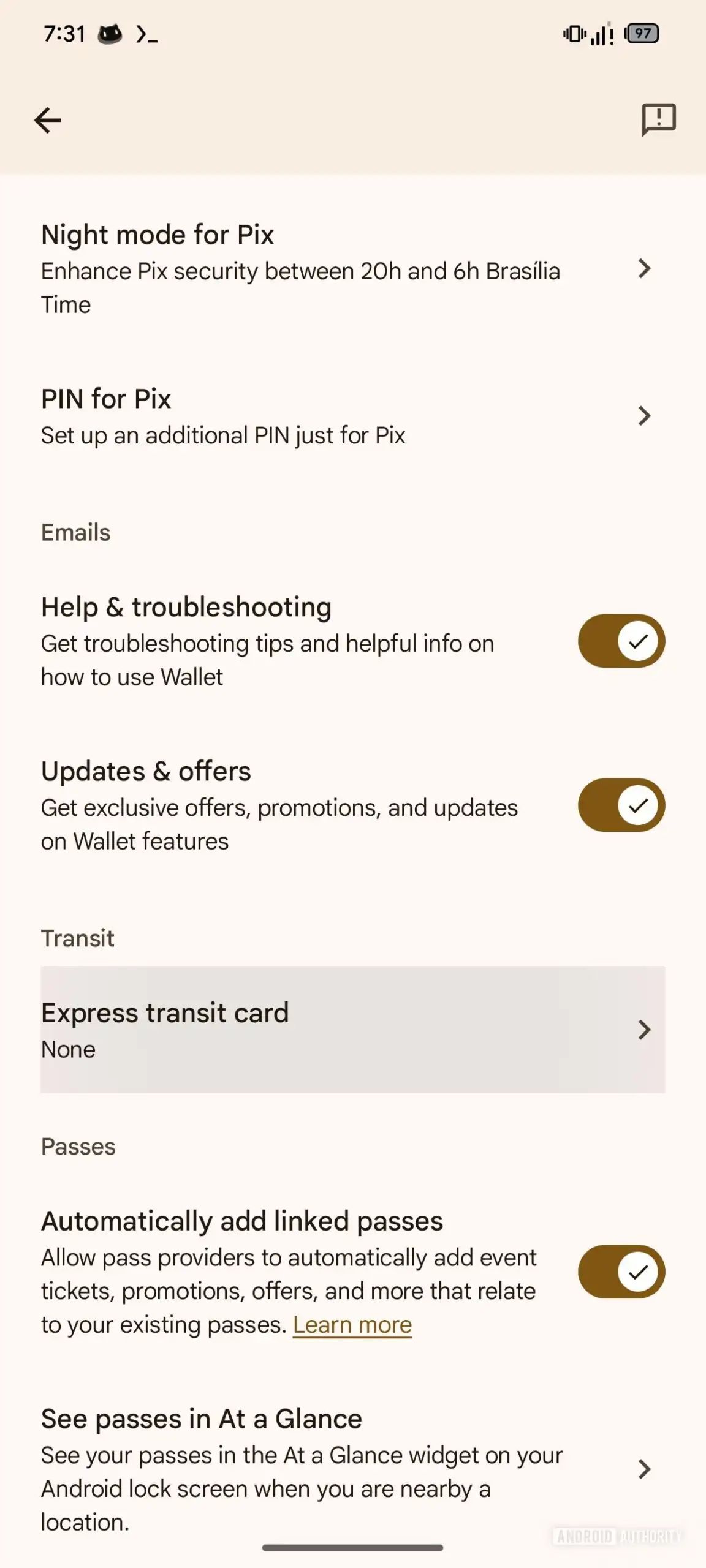Capture d'écran montrant la nouvelle fonctionnalité Carte de Transport Express de Google Wallet