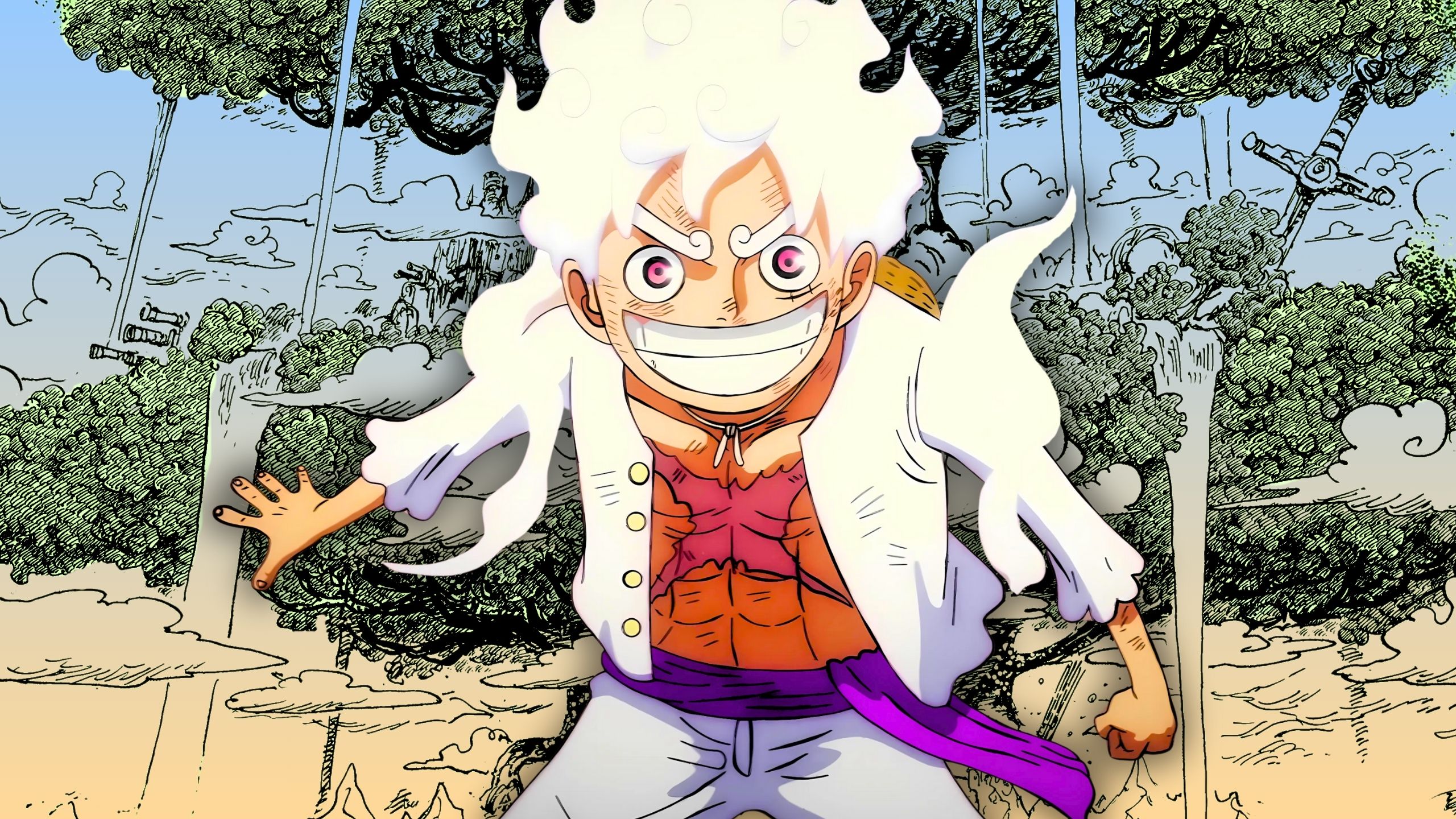 Personnage de One Piece avec l'arbre Elbaf