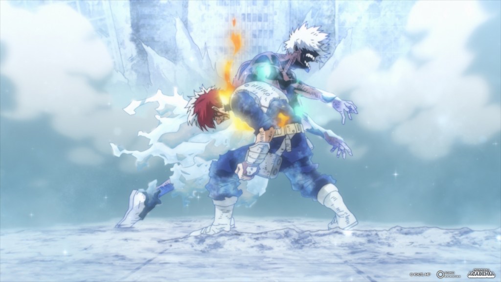 Shoto contre Dabi dans l'anime MHA