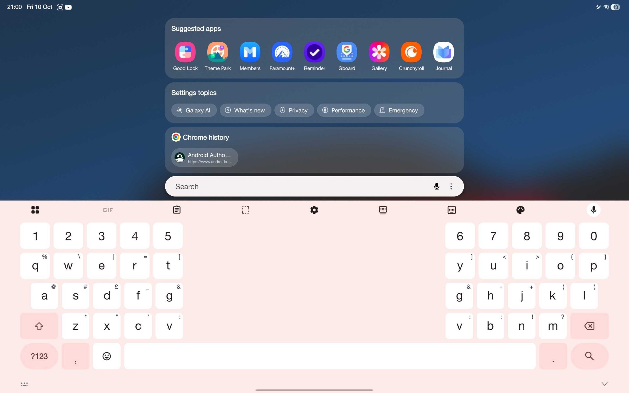 Onglet Google Chrome s'affichant dans Samsung Finder