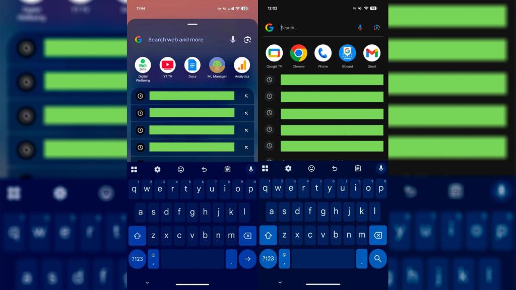 Comparaison entre le Pixel Launcher avant et après la mise à jour