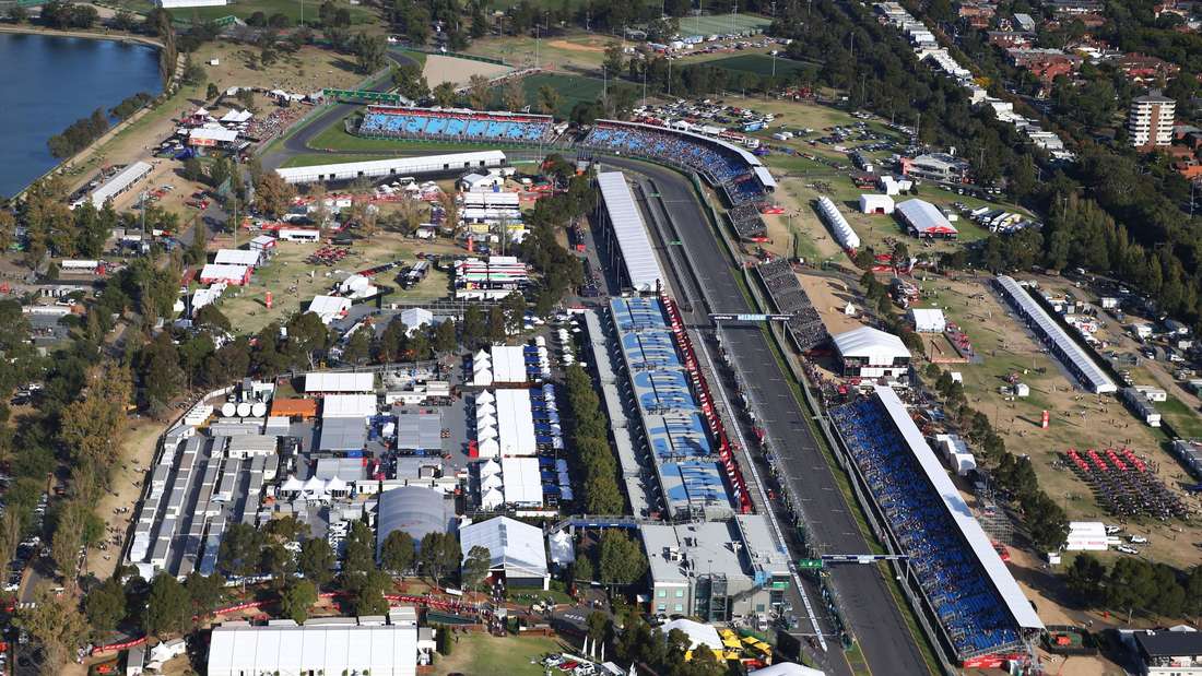 Vue aérienne du circuit Albert Park à Melbourne.