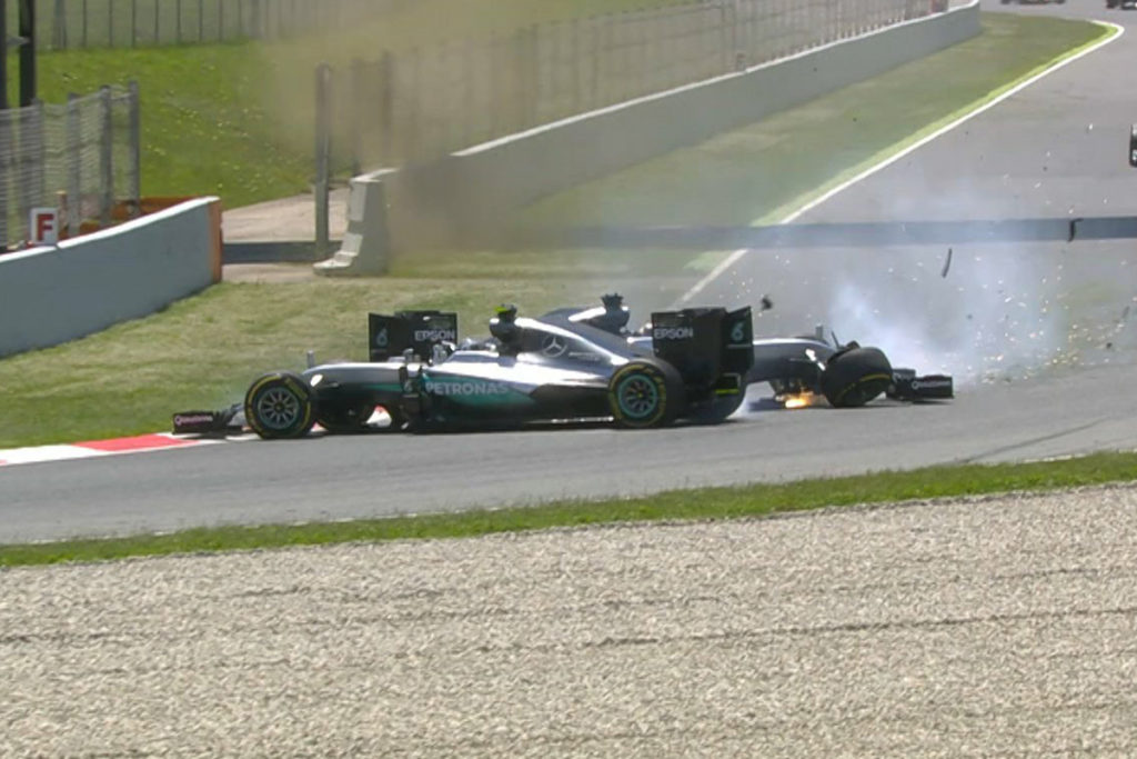 Accident Formule 1 Hamilton Rosberg à Barcelone