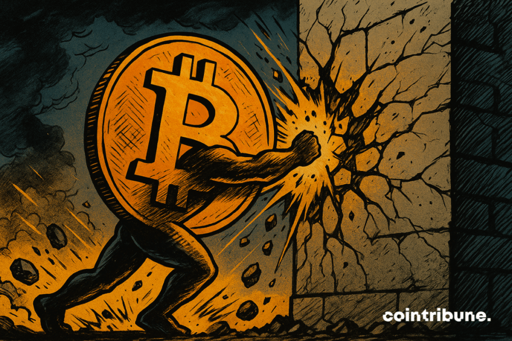 Une représentation symbolique du Bitcoin face à une barrière de 93.500 dollars.