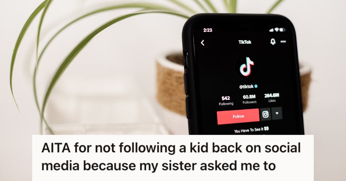 Femme refuse de suivre un enfant sur TikTok après que sa sœur a promis de le faire. Sa famille pense qu'elle est égoïste. Tableau de bord TikTok