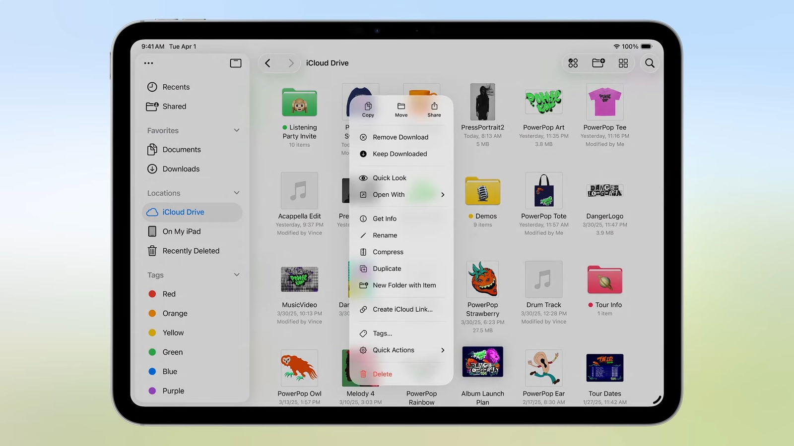Nouvelle application Fichiers sur iPadOS 26