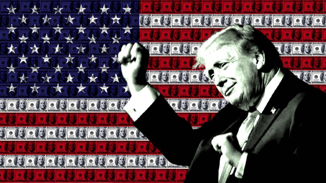 Trump sur l'flag américaine