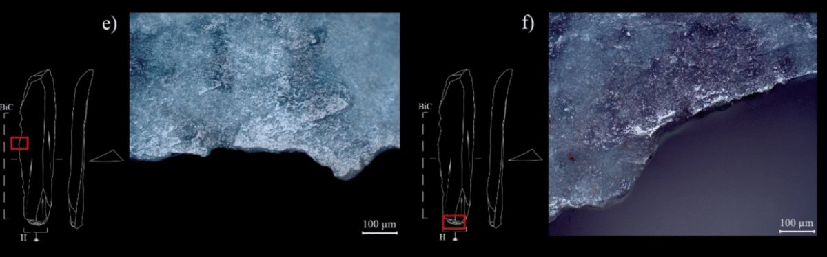 Traces d'usure observées sur les artefacts Milovice