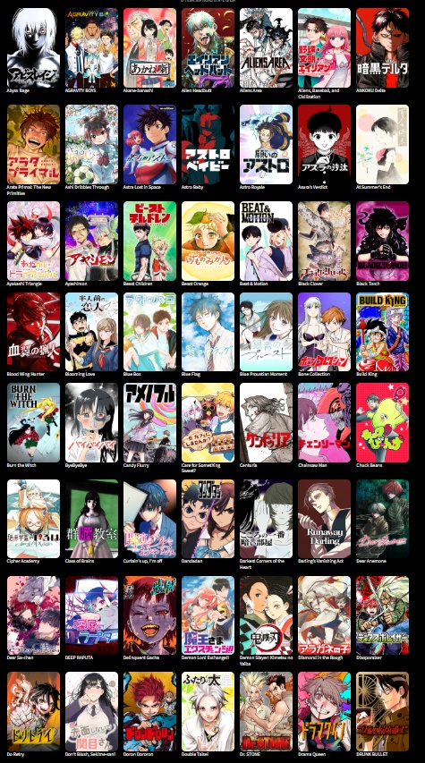 Options de séries Manga