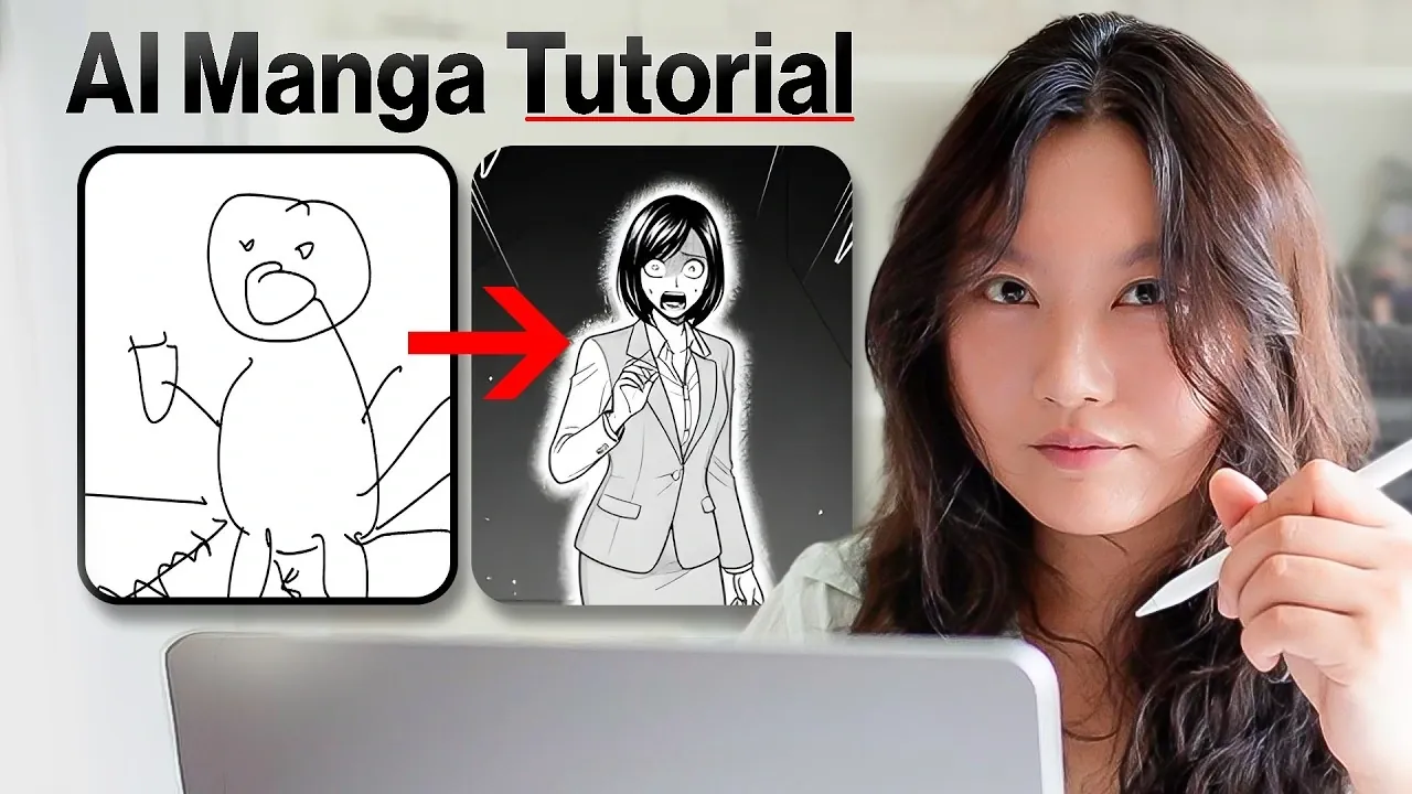 Étape par étape du processus, de la création de personnages à la page de bande dessinée finie, mettant en lumière les outils d'image AI et l'édition manuelle des bulles de texte.