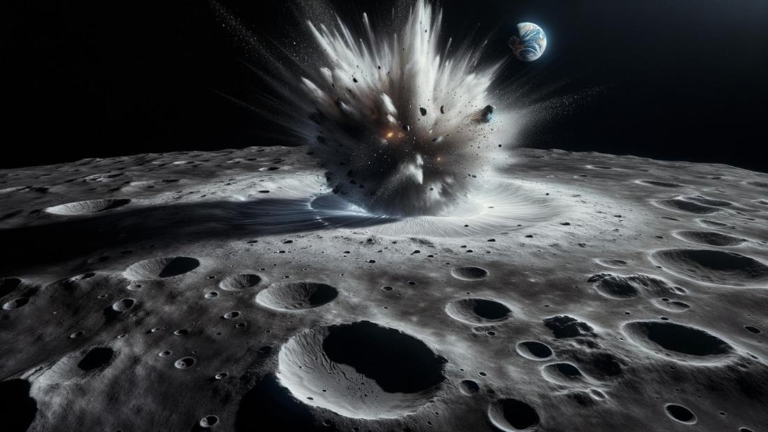 Illustration d'un impact sur la Lune.