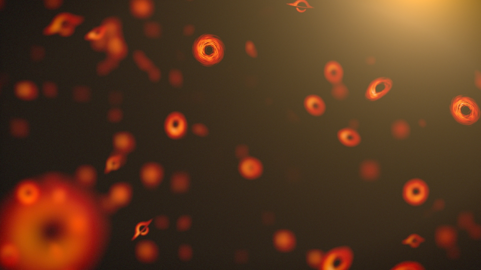 Une illustration conceptuelle de nombreux petits trous noirs dans l'espace