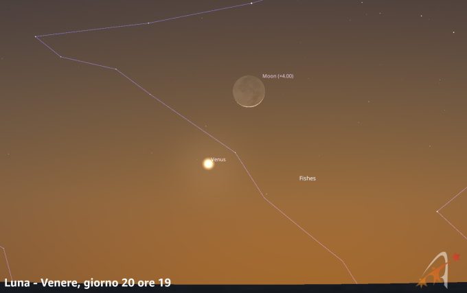 Conjonction Lune - Vénus, 20 mars à 19h