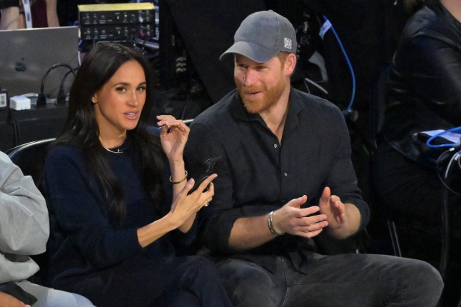 Meghan Markle et le prince Harry lors du 75e NBA All Star Game.