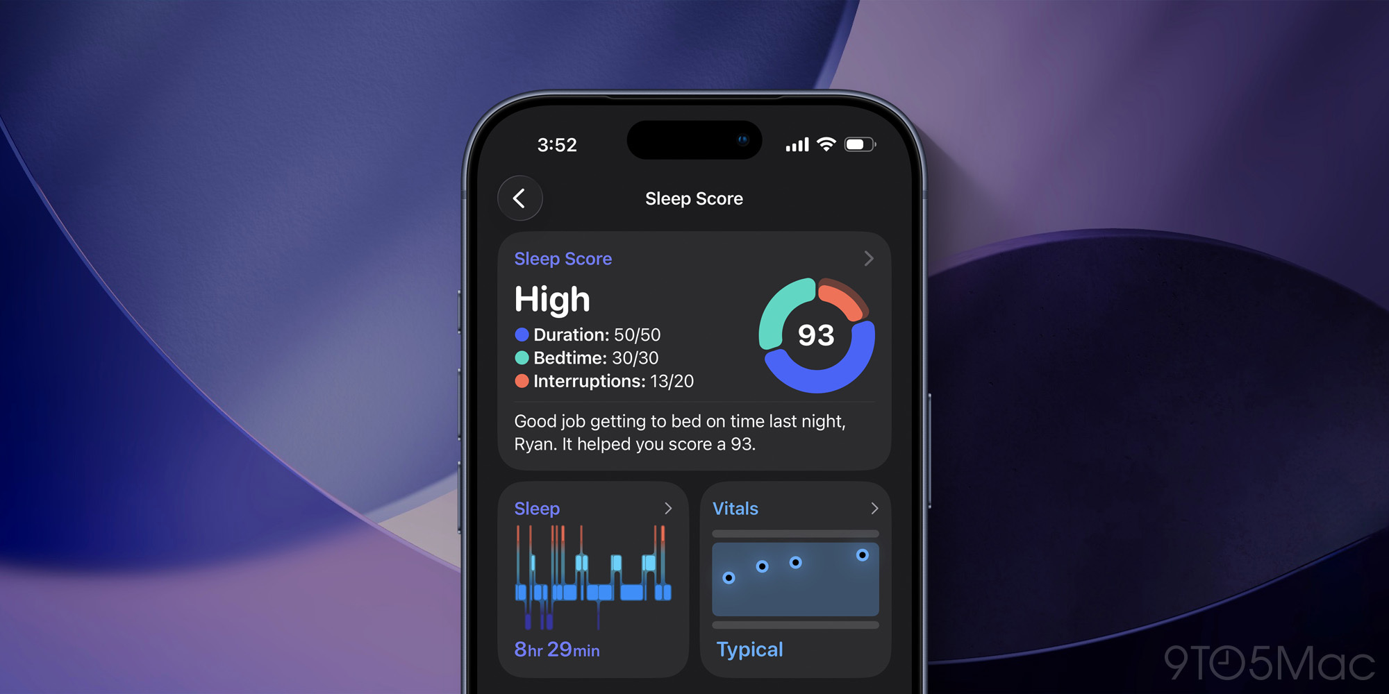 Score de sommeil dans l'application Santé