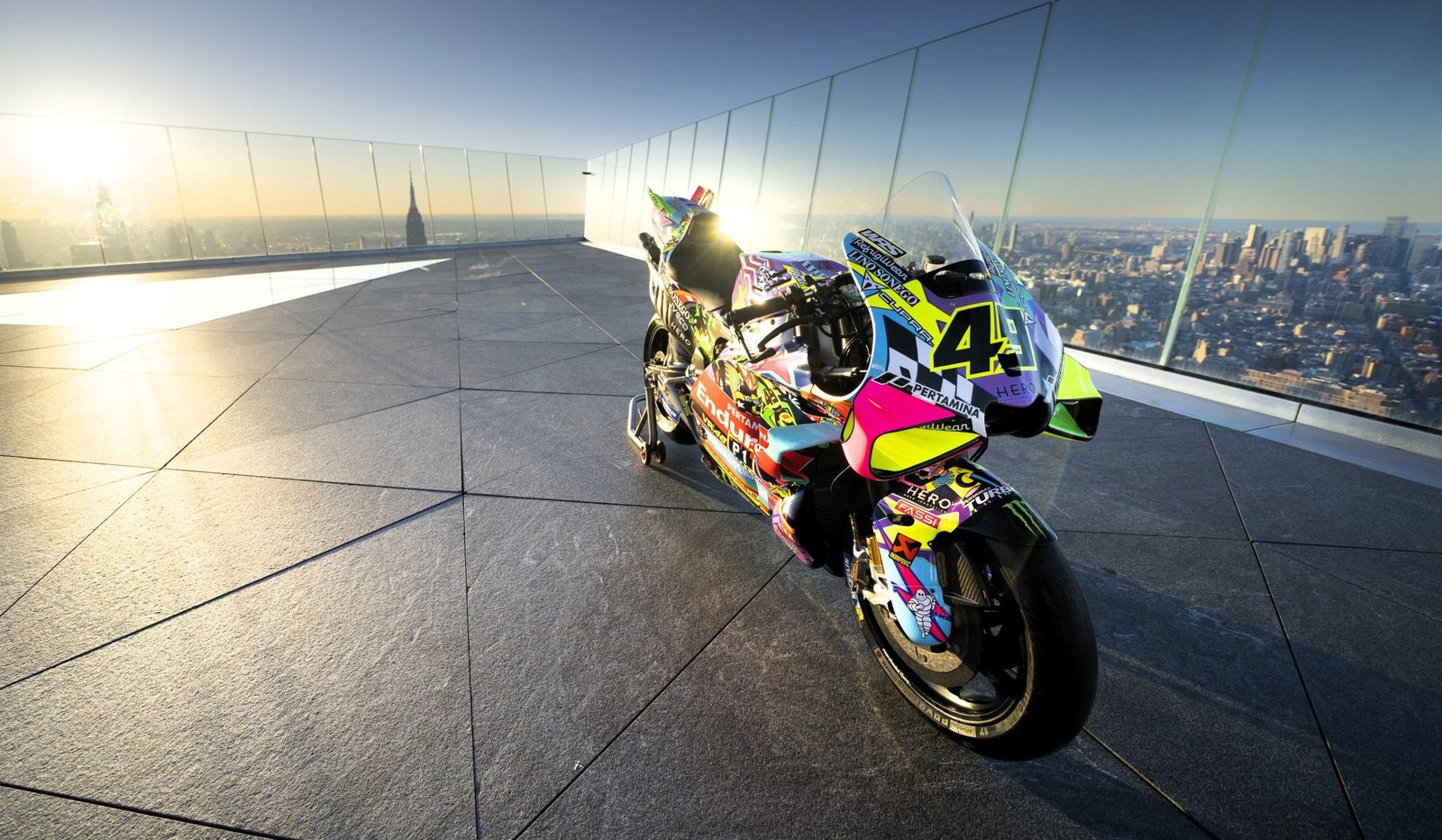 La livrée spéciale US MotoGP de VR46 dévoilée à New York.